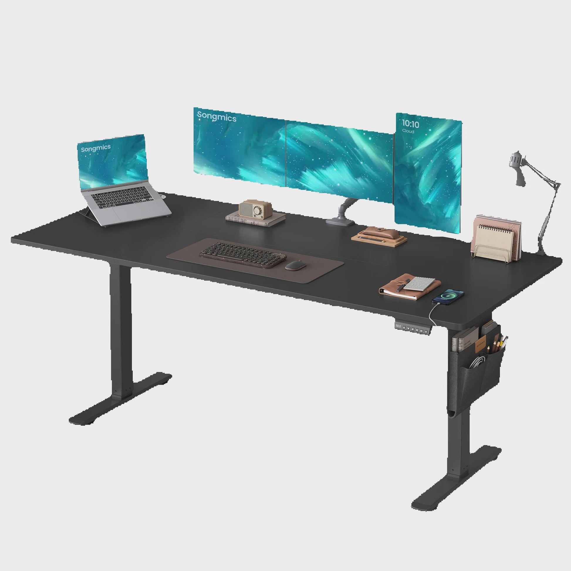 SONGMICS Elektrisch In hoogte Verstelbaar Bureau 180x80 cm met USB-C en Memory Functie