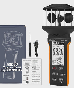 HP-5000G Digitale Anemometer: Compact, Waterdicht, Oplaadbaar met Touchscreen & Backlight