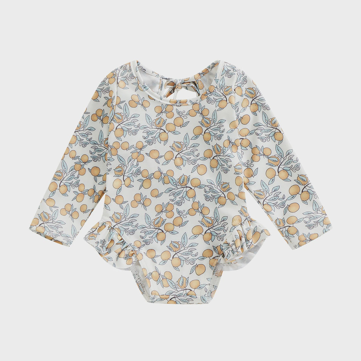 Zomerse Baby Meisjes Zwempak met Bloemenprint, Lange Mouwen en Ruches