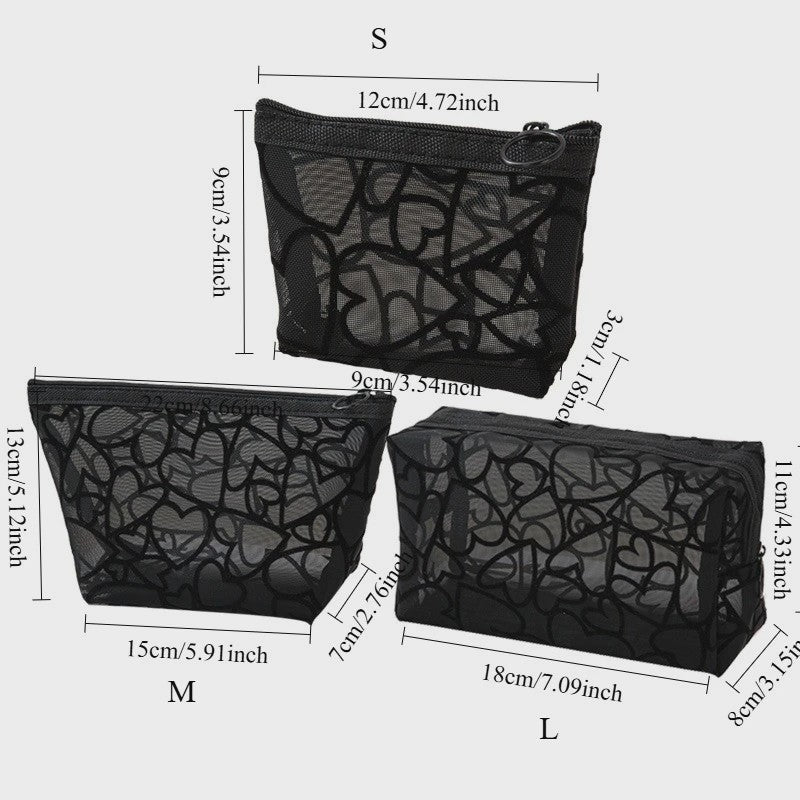 Transparante Mesh Make-up Tas met Rits - Organizer voor Cosmetica en Toiletartikelen