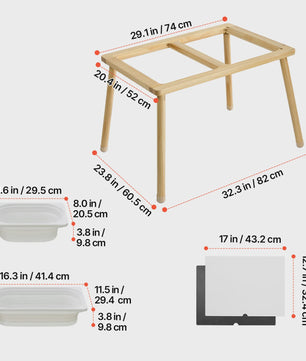 Houten Sensorische Activiteitentafel voor Kinderen met 3 Opbergbakken & Dubbelzijdig Bord
