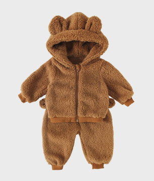 Schattige Babykleding Set: Warm Winterpak met Rits en Lange Broek - Zacht & Comfortabel