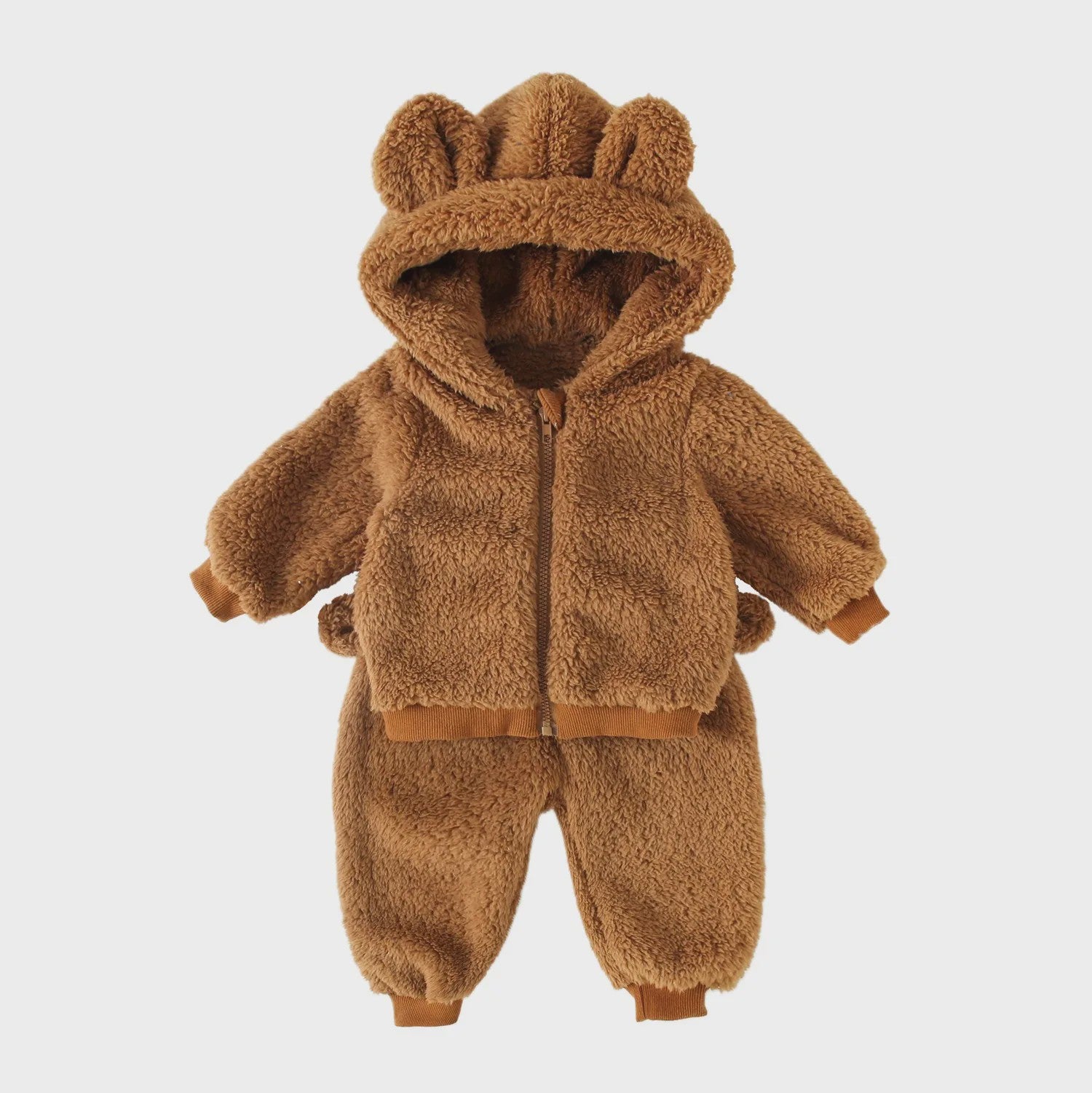 Schattige Babykleding Set: Warm Winterpak met Rits en Lange Broek - Zacht & Comfortabel
