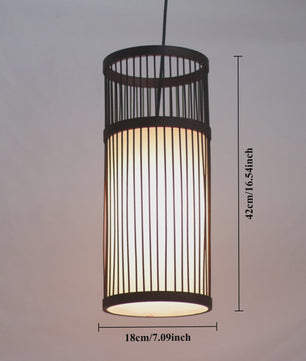 Sfeervolle Bamboe Hanglamp 18x42cm - Chinese Stijl Plafondlamp voor Woonkamer & Eetkamer