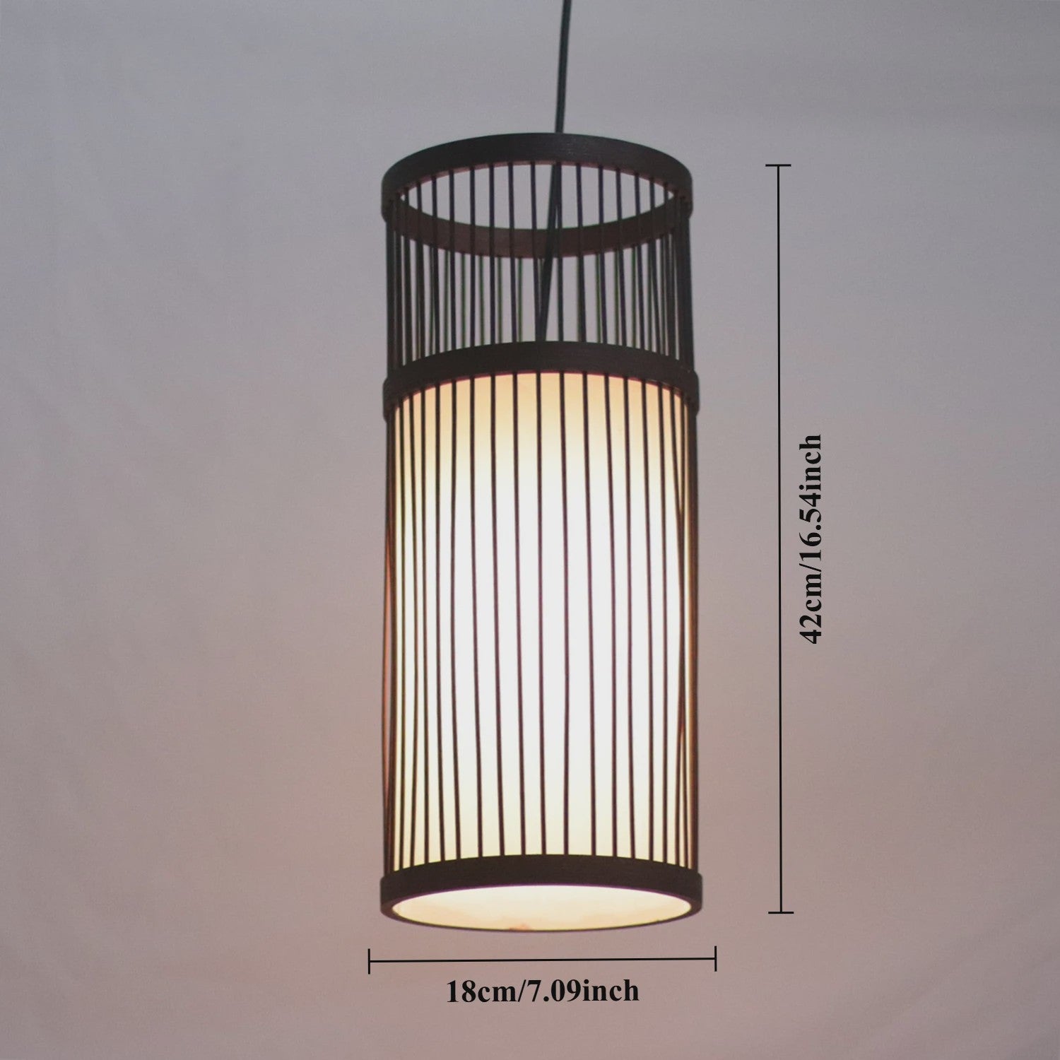 Sfeervolle Bamboe Hanglamp 18x42cm - Chinese Stijl Plafondlamp voor Woonkamer & Eetkamer