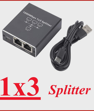 Gigabit Ethernet Switch Splitter 1x2, 1x3, 1x4 - 1000Mbps RJ45 LAN Netwerk Adapter