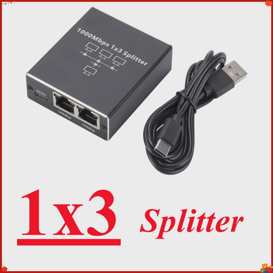 Gigabit Ethernet Switch Splitter 1x2, 1x3, 1x4 - 1000Mbps RJ45 LAN Netwerk Adapter