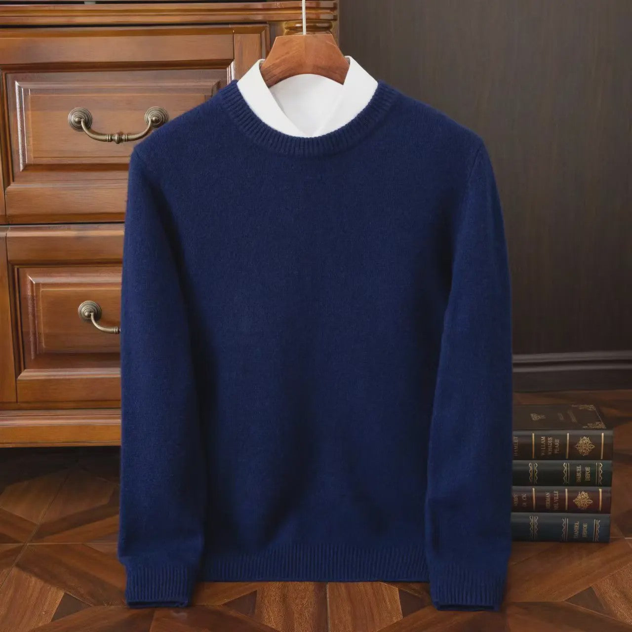 Heren Kasjmier Trui met Ronde Hals - Losse Pasvorm, Oversized - Herfst/Winter Collectie