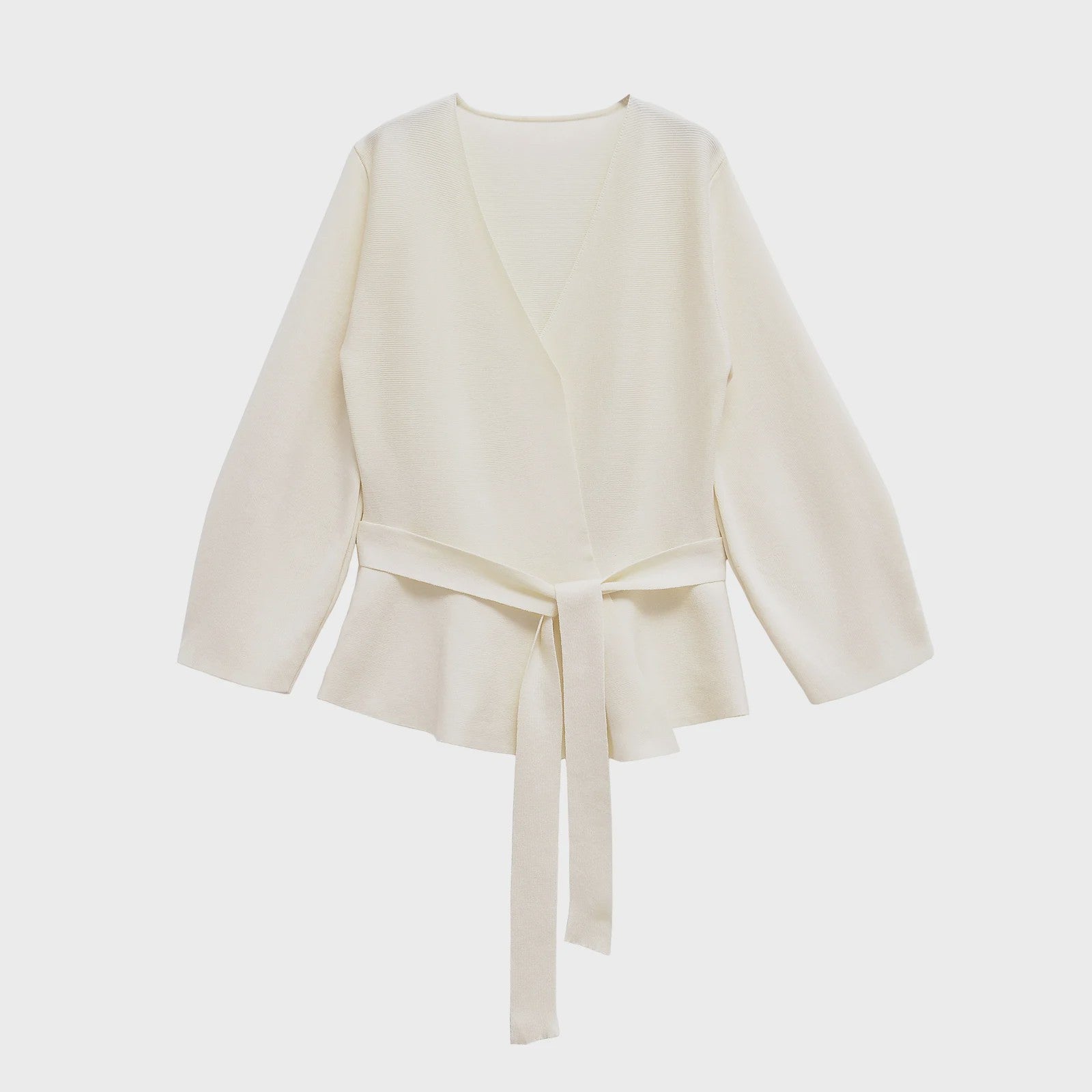 Gebreide Dames Blazer met Schouderpadden en Ceintuur - Retro V-hals