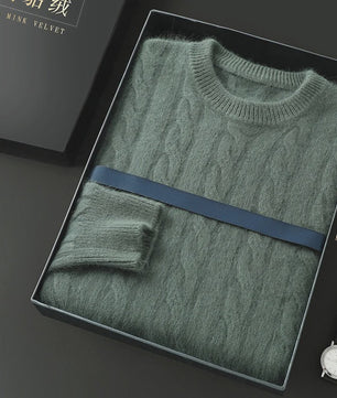 Heren Trui van 100% Puur Kasjmier - Dik Gebreid met Ronde Hals - Lente/Winter Collectie