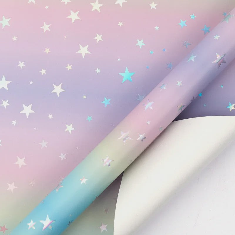 Feestelijk Regenboog Cadeaupapier met Sterren & Stippen - 43x300cm