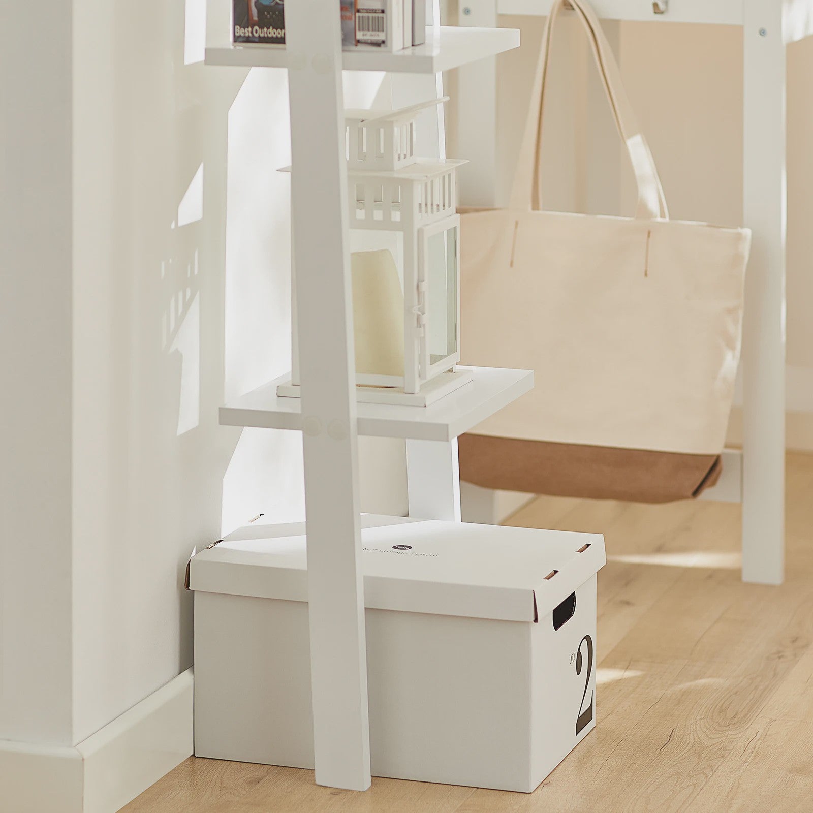 SoBuy FRG15-W Ladder Boekenkast Wit - 4 Planken, Vrijstaand, 33cm Breed