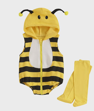 Schattig Baby Bijen Kostuum Romper met Muts en Sokken - Pasgeboren Outfit