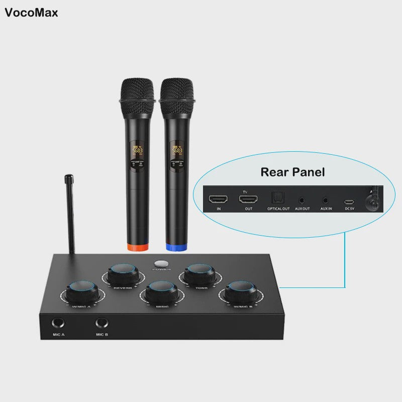 Draadloos UHF Karaoke Microfoon Systeem met Mixer voor Smart TV, PC en Home Theater