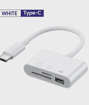USB-C 3-in-1 Hub: SD/TF Kaartlezer & USB Poort voor Telefoon, Tablet & Laptop