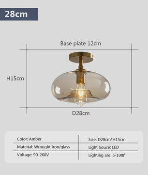 Moderne Glazen Plafondlamp met LED - Minimalistisch Design voor Hal, Slaapkamer, Balkon