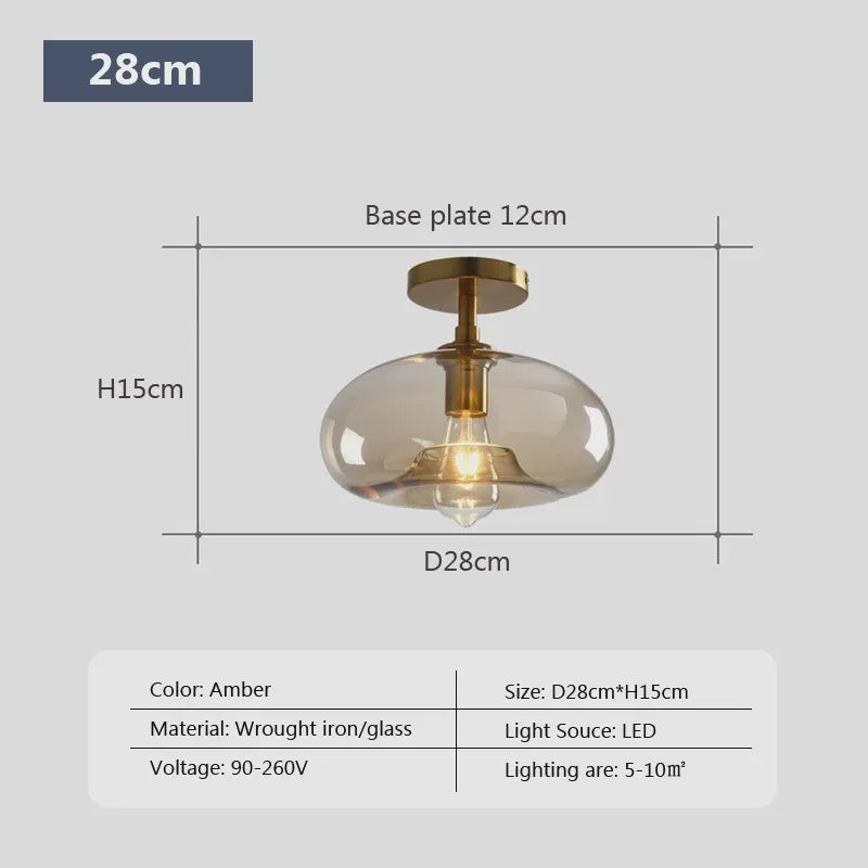 Moderne Glazen Plafondlamp met LED - Minimalistisch Design voor Hal, Slaapkamer, Balkon