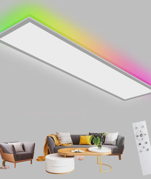 RGB LED Plafondpaneel 120x30cm - 40W, 4400LM, Dimbare Kleurtemperatuur & RGB Achtergrondverlichting met Afstandsbediening