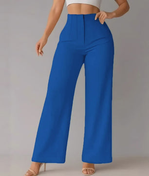 Elegante Dames Pantalon met Hoge Taille en Wijde Pijpen - Perfect voor Kantoor en Casual Gelegenheden