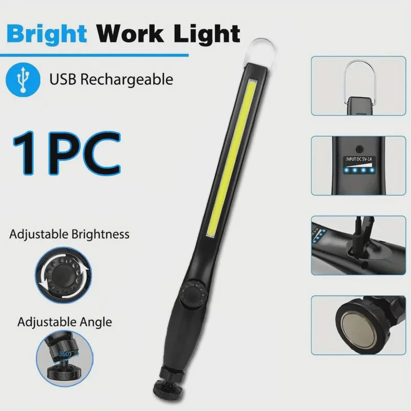 Oplaadbare LED Werkplaat Lamp met Magneet & Haken - Ideaal voor Auto Reparatie