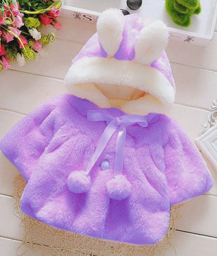 Schattige Baby Meisjes Cape met Konijnenoren - Fleece Jasje voor Herfst/Winter