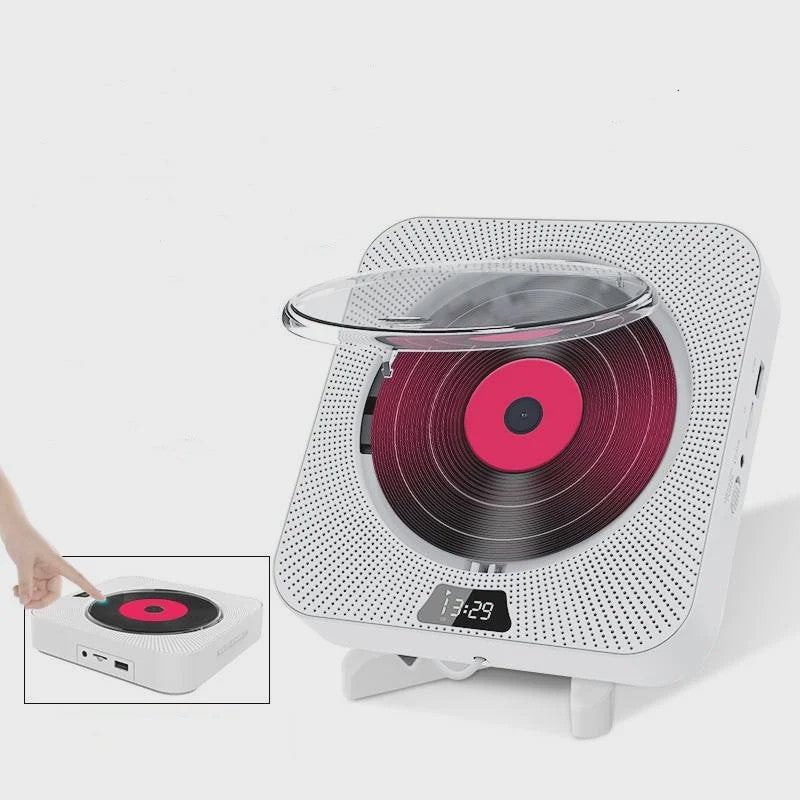 Draagbare Bluetooth CD Speler met Stereo Geluid, LED Scherm en Wandmontage