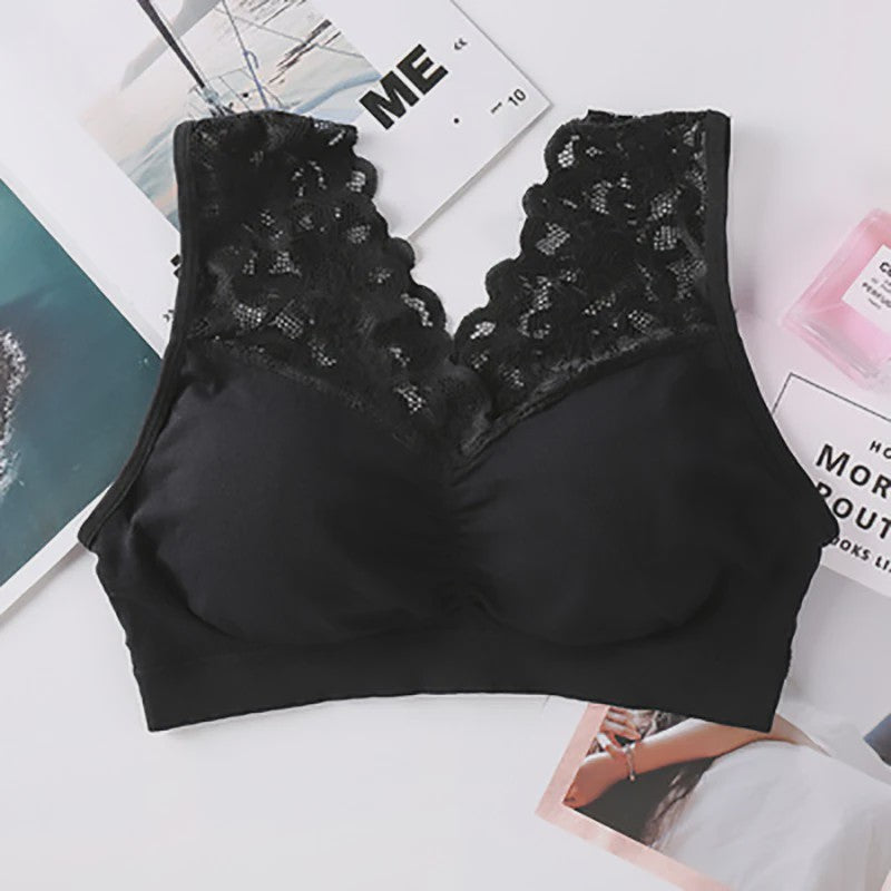 Comfortabele Seamless Lace Bralette voor Dames - Push-Up & Draadloos Sport BH