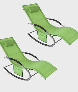 Set van 2 Loungestoelen - Verstelbare Ligstoelen met Kussen voor Tuin, Terras & Strand