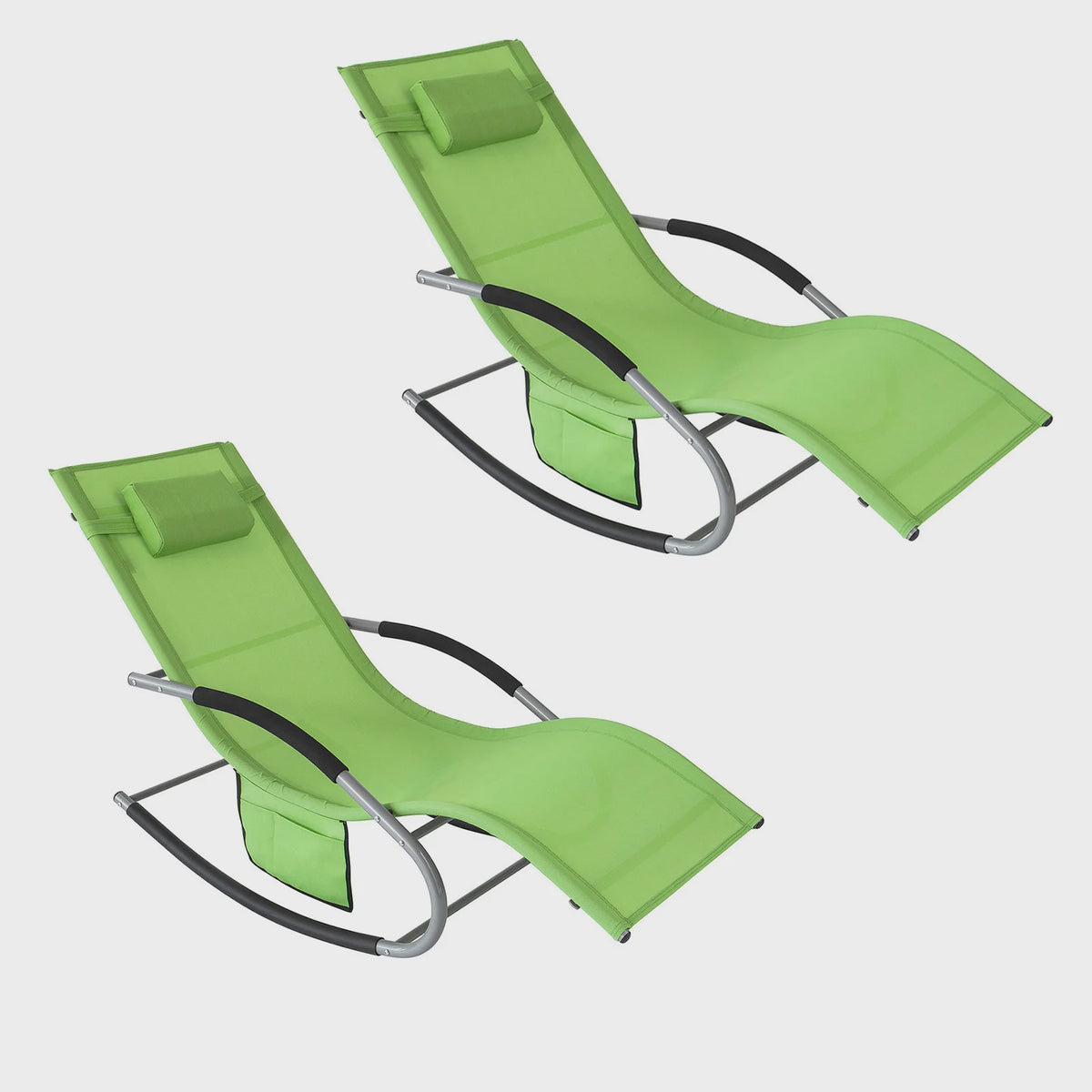 Set van 2 Loungestoelen - Verstelbare Ligstoelen met Kussen voor Tuin, Terras & Strand