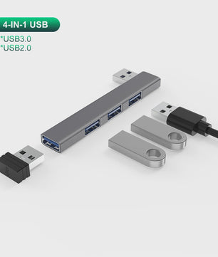 4-Poorts USB-C Hub met PD 60W: USB 3.0, 2.0 & OTG voor MacBook/Tablet