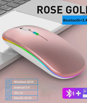 Draadloze Oplaadbare RGB Muis - Bluetooth & USB, Stil & Ergonomisch