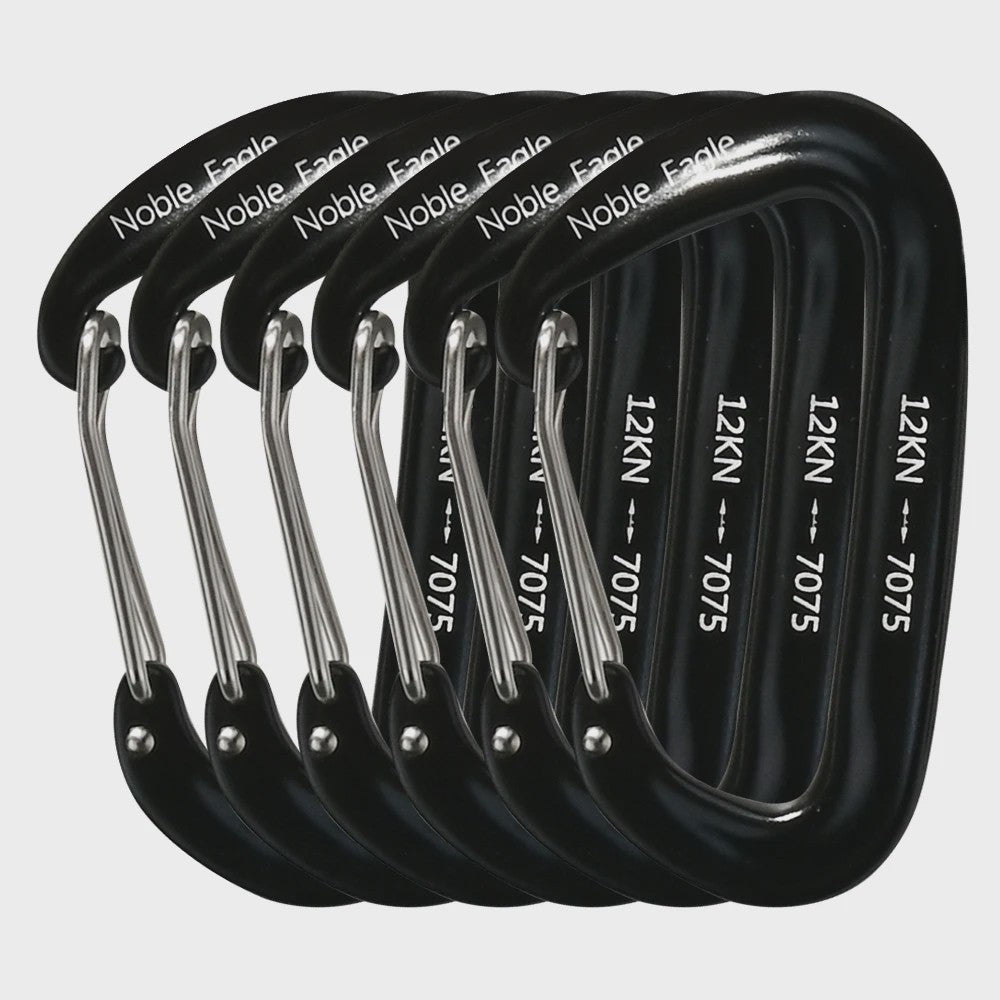 Set van 6 Karabiners 12kN D-Ring - Robuust Aluminium voor Outdoor & Klimmen