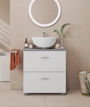 Witte Onderbouw Wastafelkast met 2 Lades - 60x30x63.8 cm
