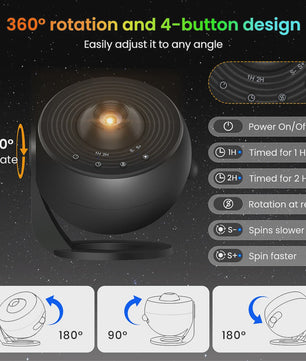 Upgrade Galaxy Projector Pro: HD Sterrenhemel & Planetarium met 360° Rotatie - Wit