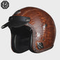 Retro Open 3/4 Motorhelm PU Leer - Stijlvol & Veilig met DOT Keurmerk