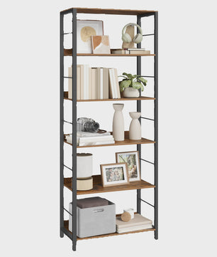 VASAGLE Hoge Boekenkast met 6 Planken - Stijlvolle Opbergkast met Metalen Frame