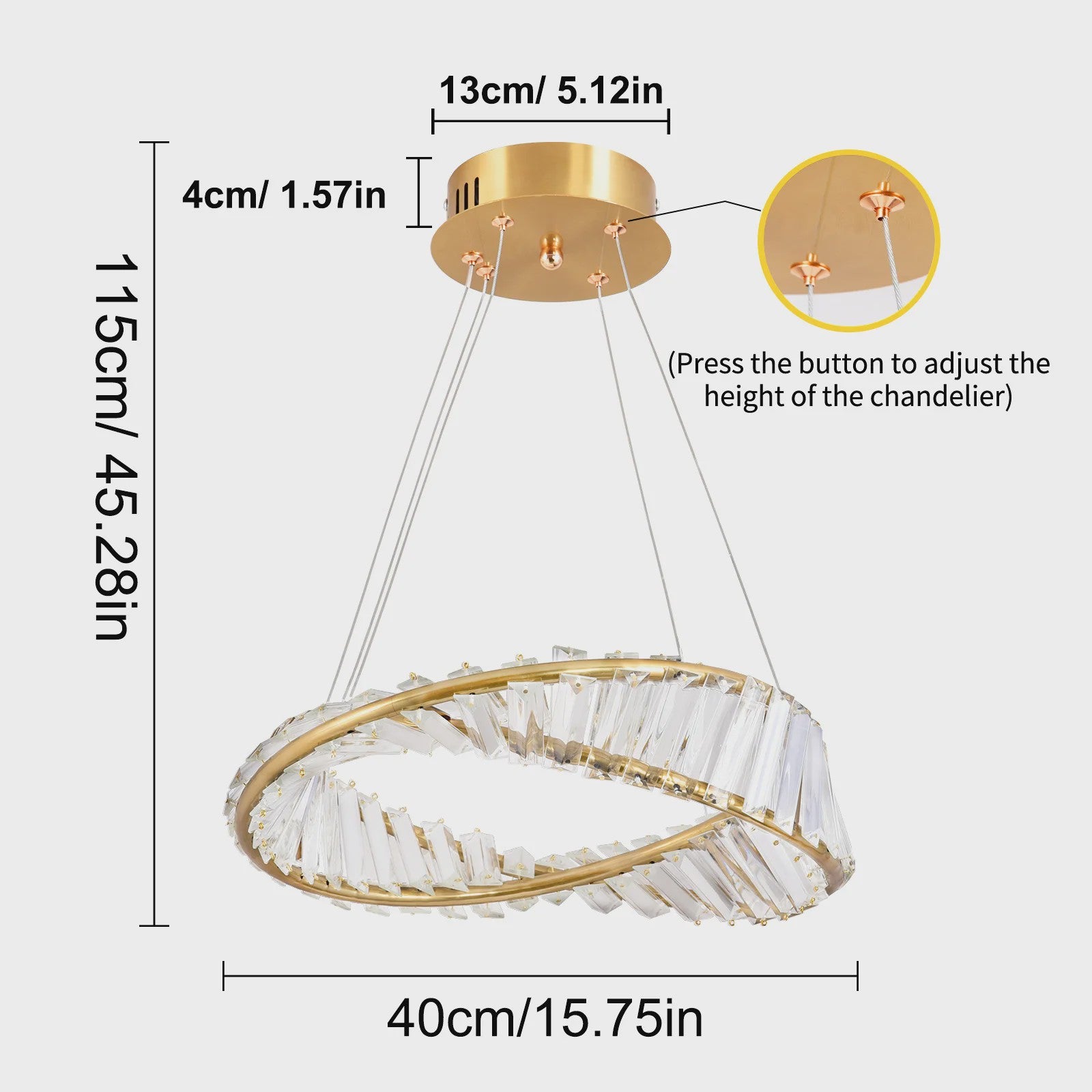 Gouden Kristallen Plafondlamp - Moderne LED Hanglamp voor Woonkamer