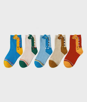 5 Paar Leuke Kindersokken met Dinosaurus Print - Comfortabel en Vrolijk