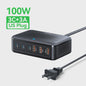 Rocoren 100W GaN Desktop Lader: 6-Poorts Snellader met USB-C voor Al Je Apparaten