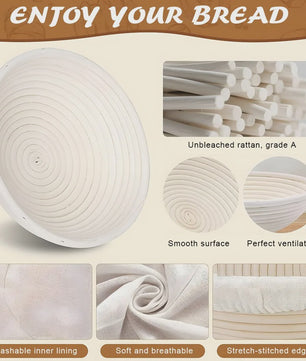 Brood Bakmand Set 23cm - Professionele Rijs- en Bakaccessoires voor Sourdough Brood