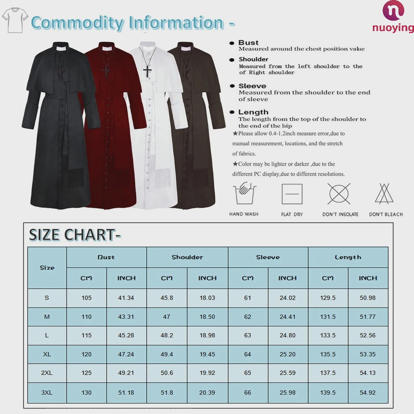 Middeleeuwse Priesterlijke Cassock Robe met Kruis & Accessoires - Retro Religieus Kostuum