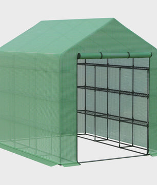 Outsunny Kleine Kweekkas met 4 Legborden - 244x180x210 cm - Groen