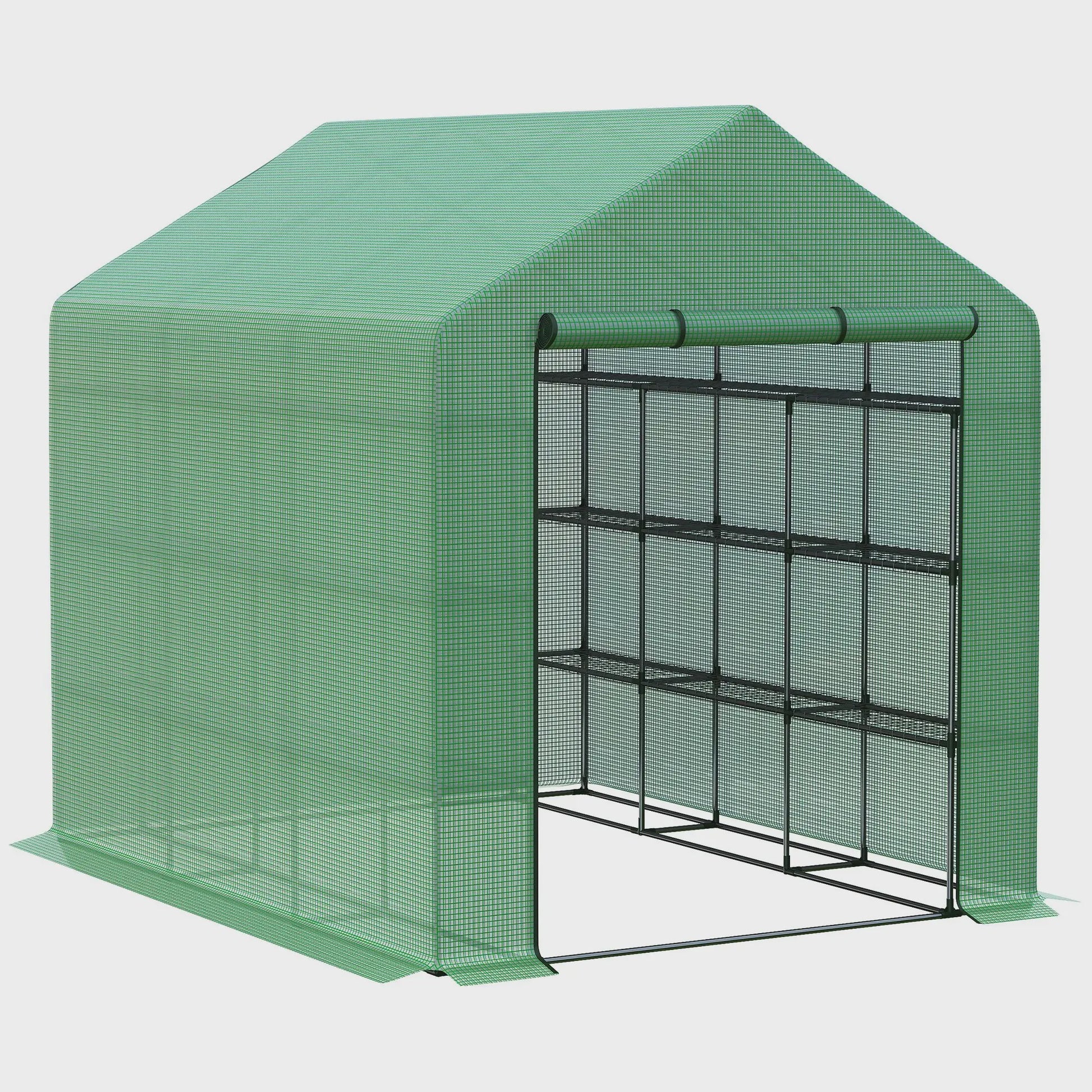 Outsunny Kleine Kweekkas met 4 Legborden - 244x180x210 cm - Groen