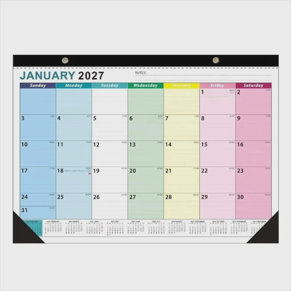 Grote Wandkalender 2027 met Dagplanning, Waterdichte Cover en Transparante Maandplanner