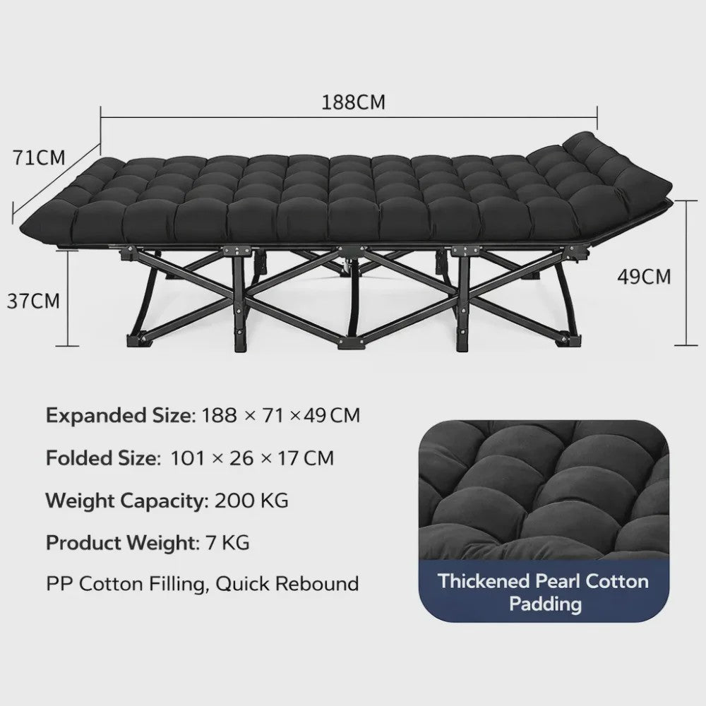 Draagbaar Klapbed: Geen Montage, 150KG Draagkracht, Ergonomisch Comfort, Ruimtebesparend Gastenbed voor Thuis, Kantoor & Camping