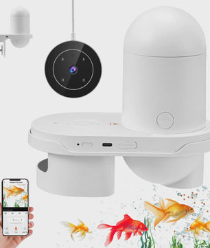 Aquariums Fish Feeder with 2.5K Camera, App Control, Moisture Resistant Holiday Feeder, Precision Feeding System, Visual Monitor