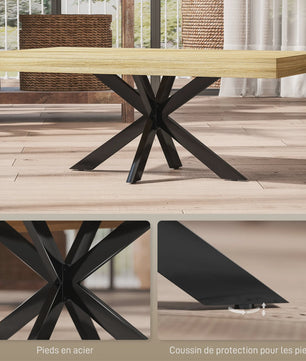 Industriële Rechthoekige Salontafel - Zwart Metaal & Houtlook - 110x60x45cm