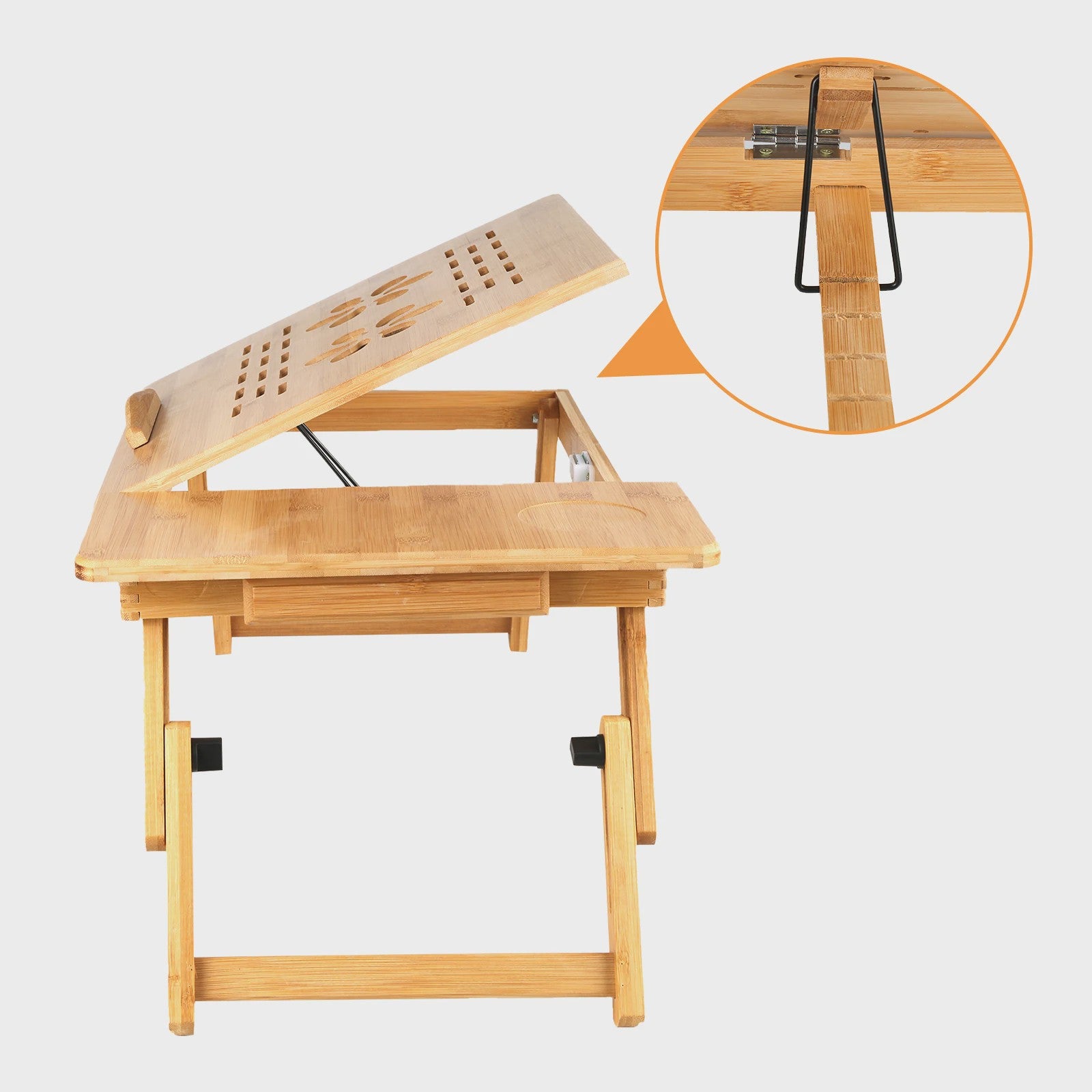 Opklapbare Bamboe Bedtafel met Verstelbare Hoogte & Kantelbaar Bureau - Ideaal voor Laptop, Ontbijt & Lezen