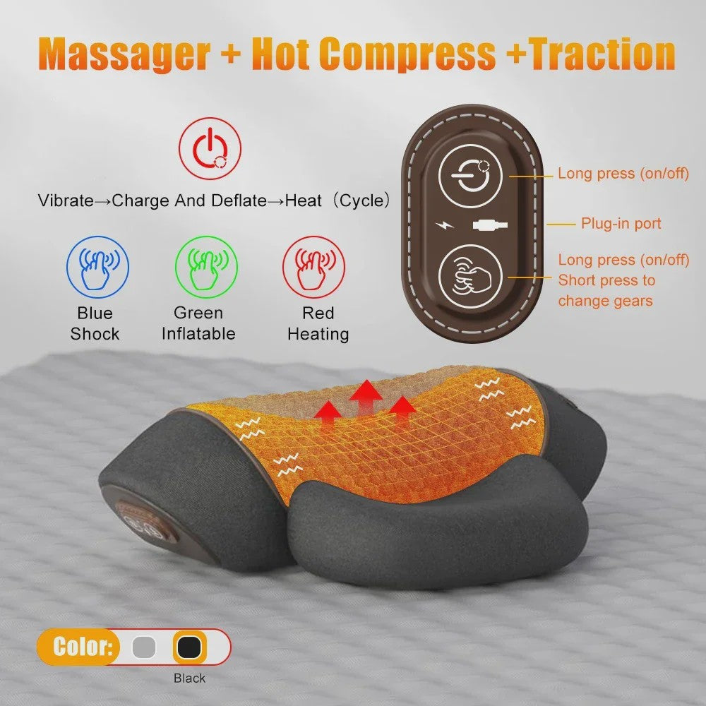 Elektrisch Nekmassagekussen met Warmte & Vibratie – Cervicale Ontspanning