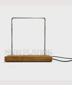 Retro Houten "Now Playing" Vinyl Platenstandaard met Neon LED Verlichting